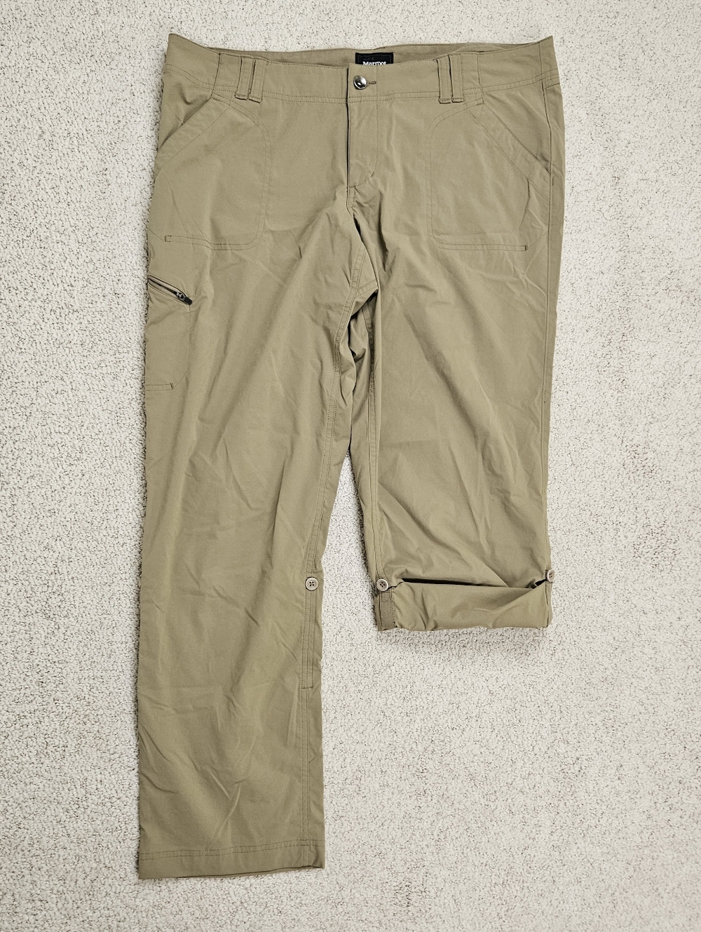 Marmot Hiking Pants Green Womens 14 Convertible Pockets Nylon Mid Rise Outdoor